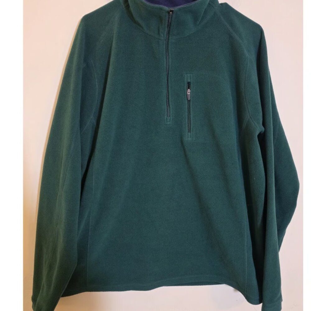 LL Bean 1/4 Zip Pullover Fleece Sweater Mens Large Green Traditional Fit Outdoor